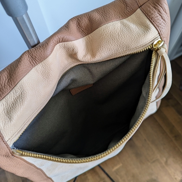 rag & bone Olympus Hobo Large Shoulder Pebbled Leather Nubuck Honey Beige NWOT - Picture 4 of 15